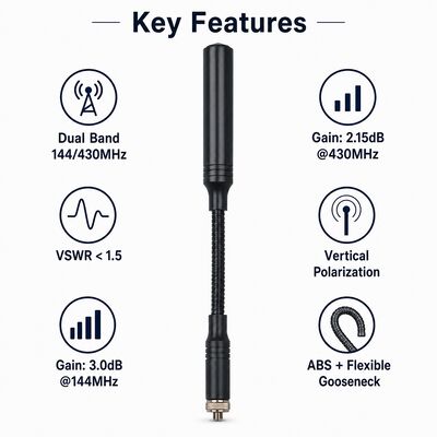 전술 부메랑 안테나, 듀얼 밴드 144/430MHz 휴대용 햄 라디오 안테나